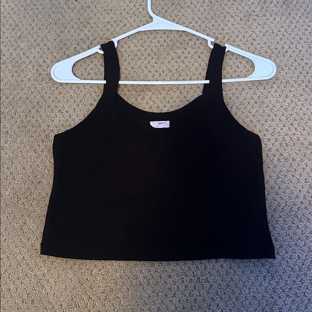 Cotton On Black Ribbed Crop Top
